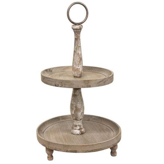 Weathered Two Tiered Tray With Handle-Craft Wholesalers-The Village Merchant