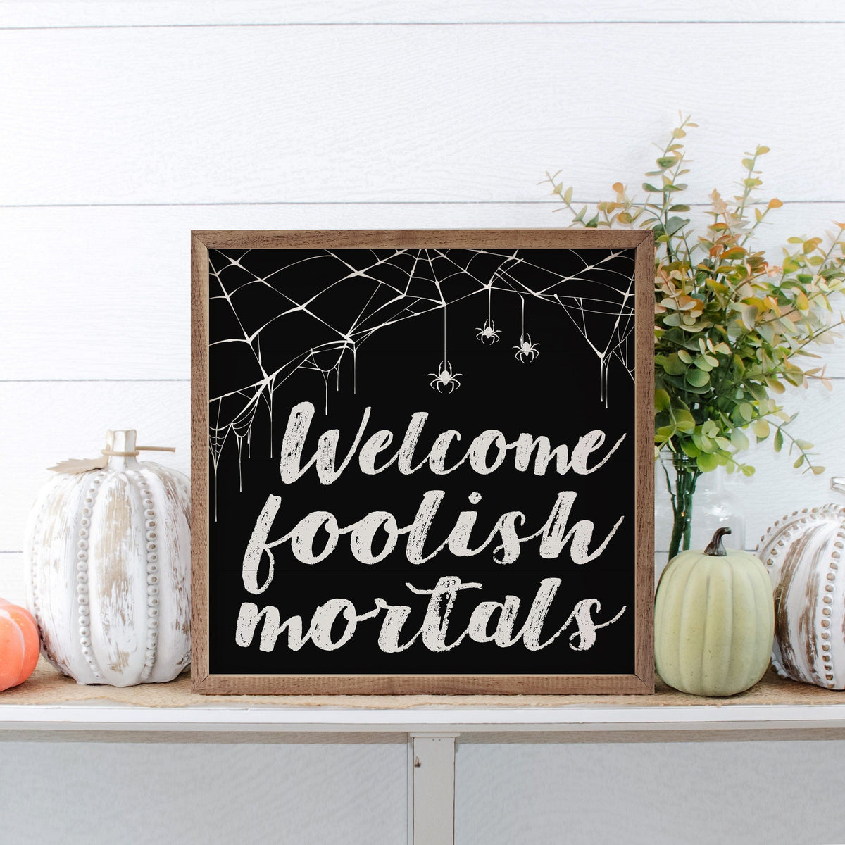 Kendrick Home Walnut Frames Welcome Foolish Mortals Web Black