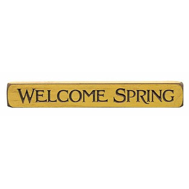 Welcome Spring Sign - Engraved Wood 12&quot; Long-Craft Wholesalers-The Village Merchant
