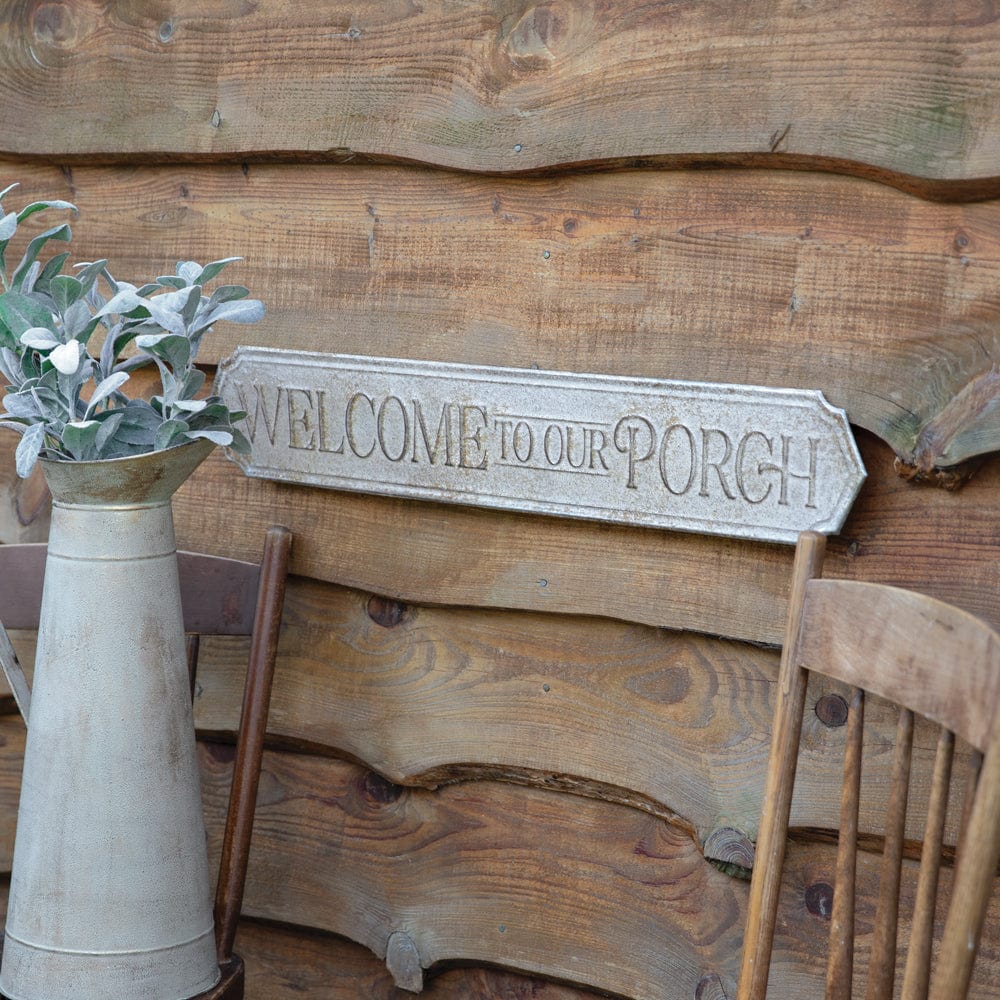 Welcome To Our Porch Sign Embossed Metal