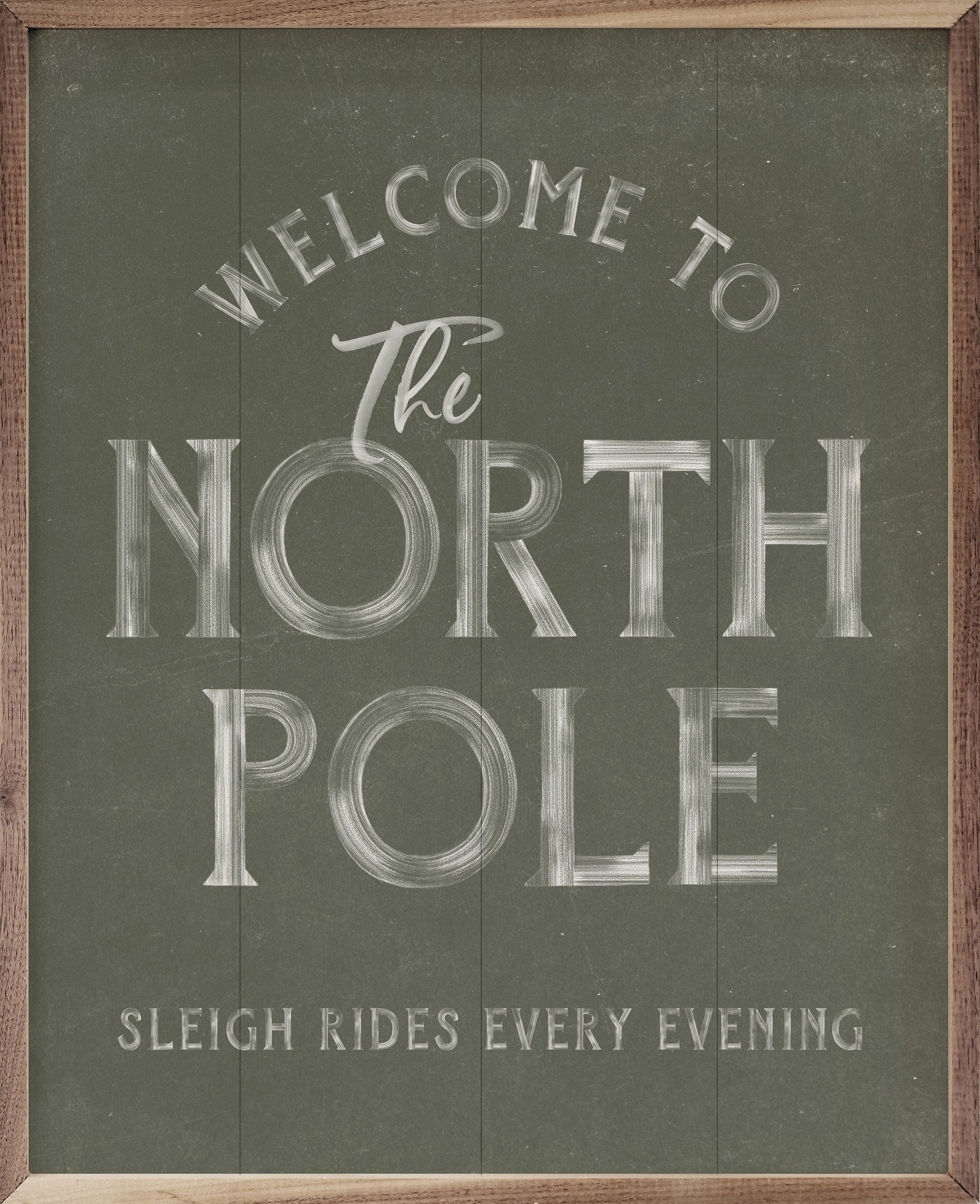 Kendrick Home Walnut Frames 8x10 / Red Welcome To The North Pole Printed and Framed Wall Sign