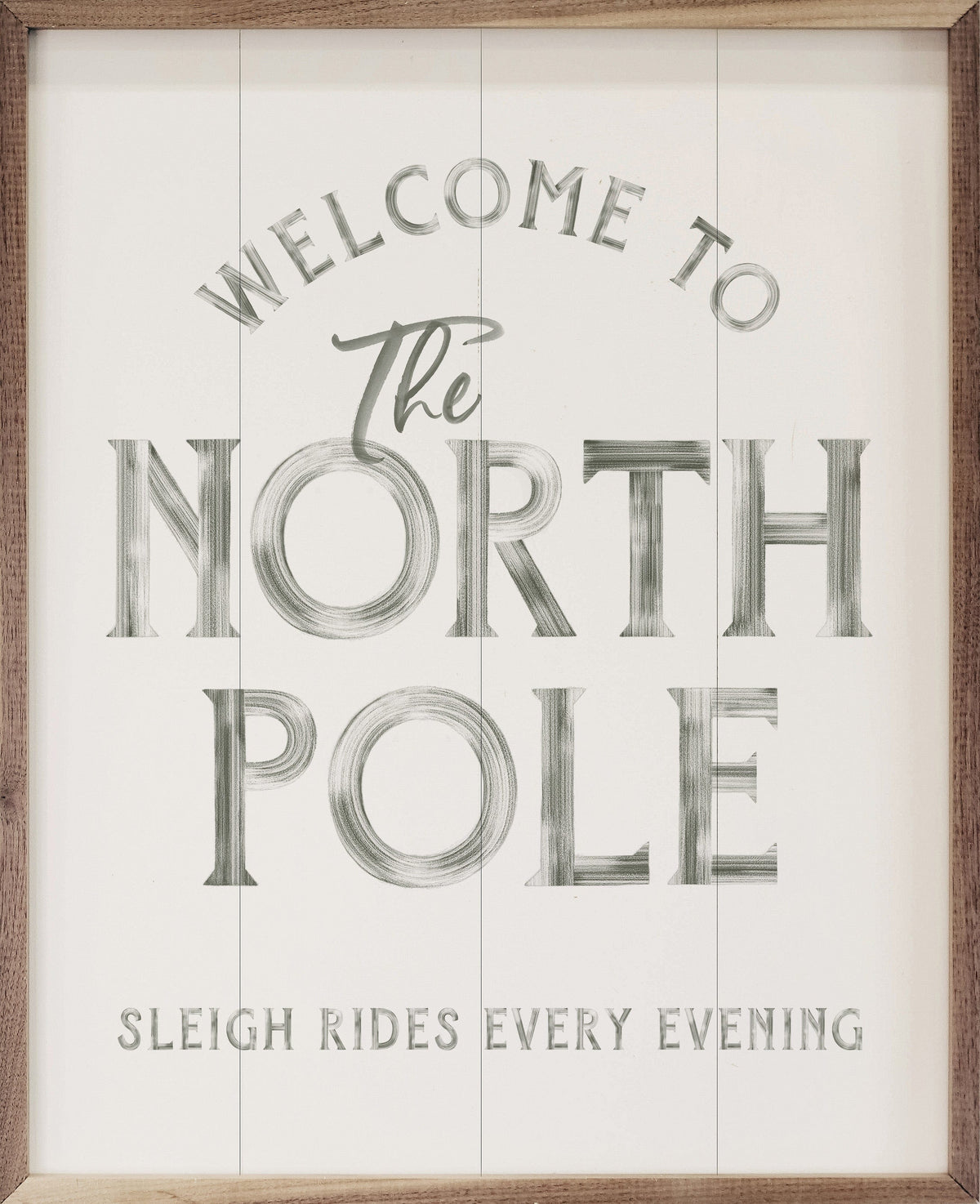 Kendrick Home Walnut Frames Sizes / White Welcome To The North Pole Printed and Framed Wall Sign