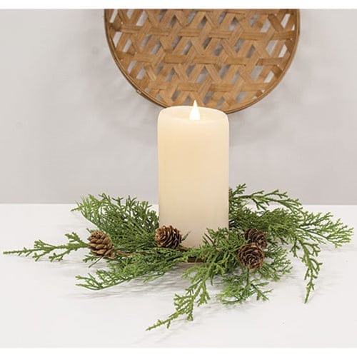 Western Cedar & Pinecone Candle Ring / Wreath 3.5" Inner Diameter