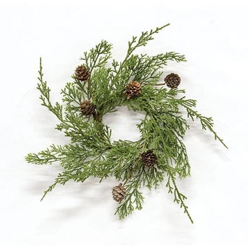 Western Cedar & Pinecone Candle Ring / Wreath 3.5" Inner Diameter