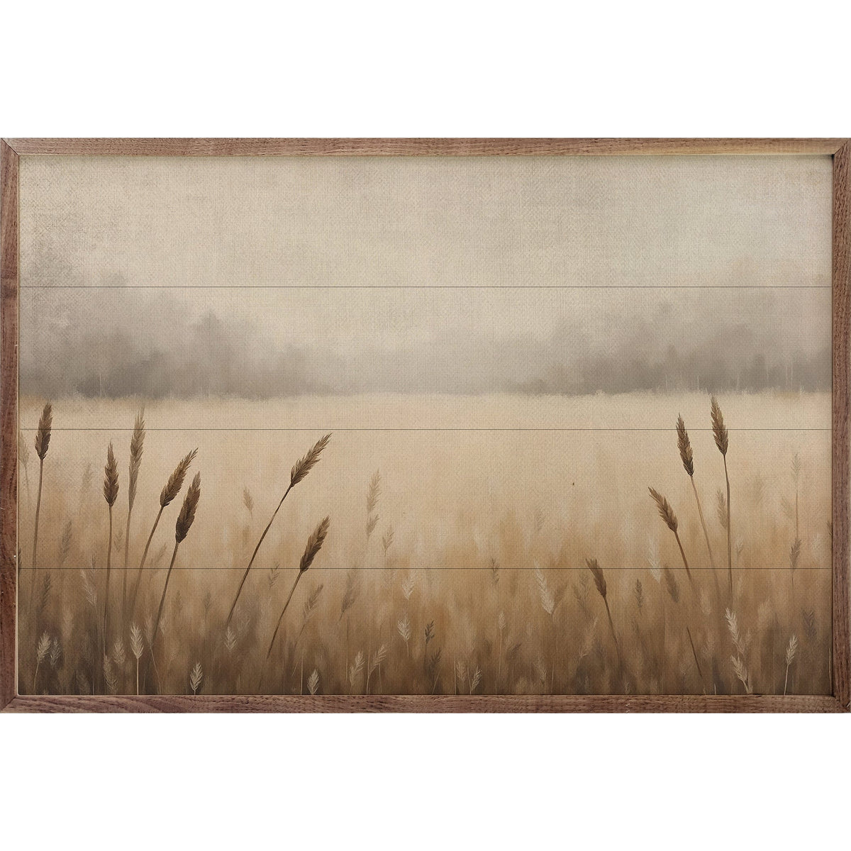 Kendrick Home Walnut Frames Wheat Field Printed and Framed Wall Sign