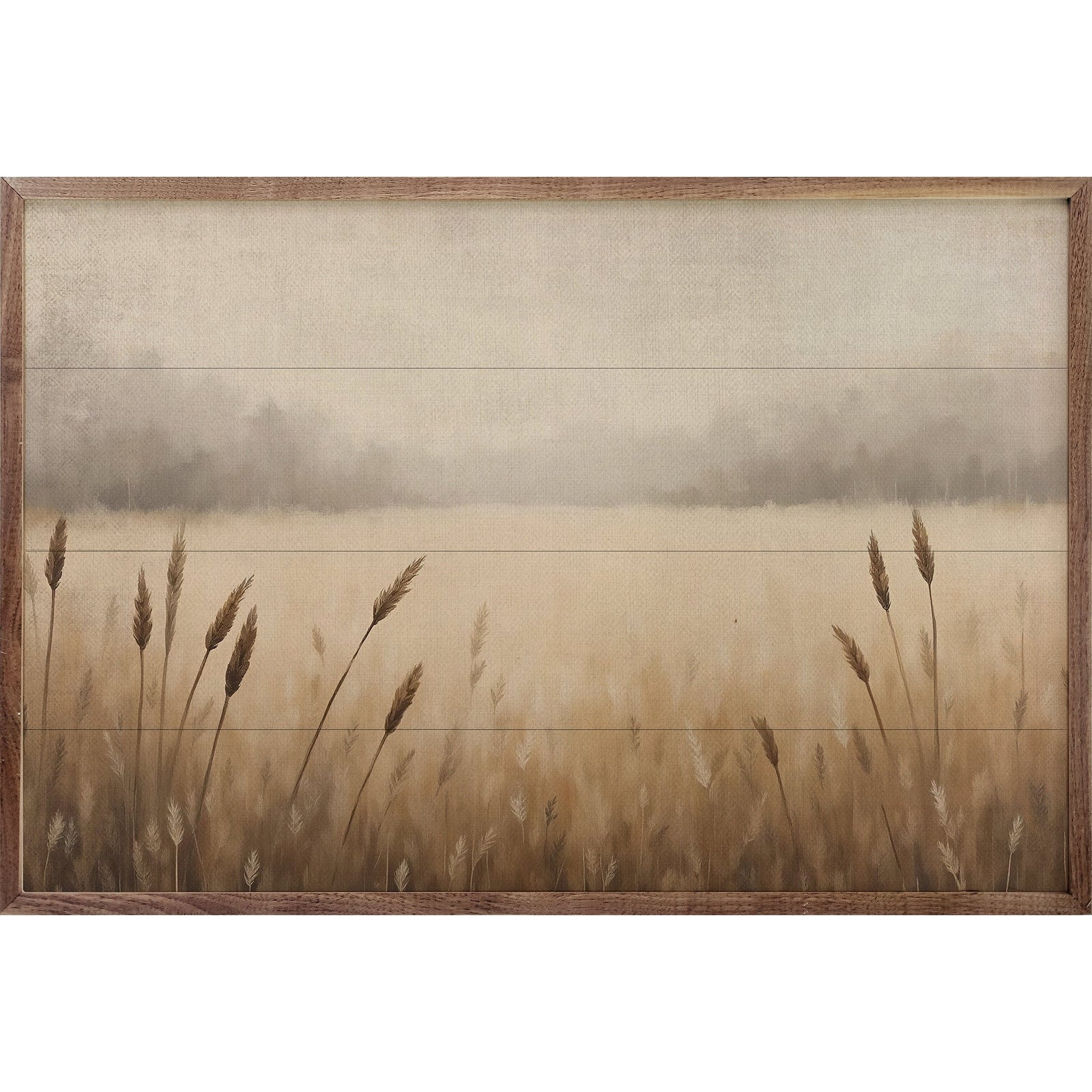 Kendrick Home Walnut Frames Wheat Field Printed and Framed Wall Sign