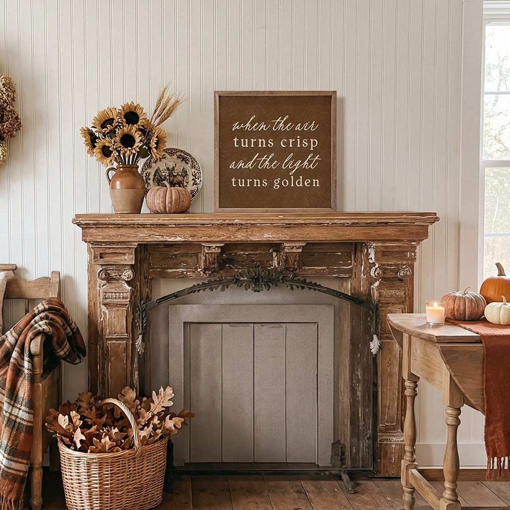 Kendrick Home Walnut Frames When The Air Turns Crisp Printed and Framed Wall Sign