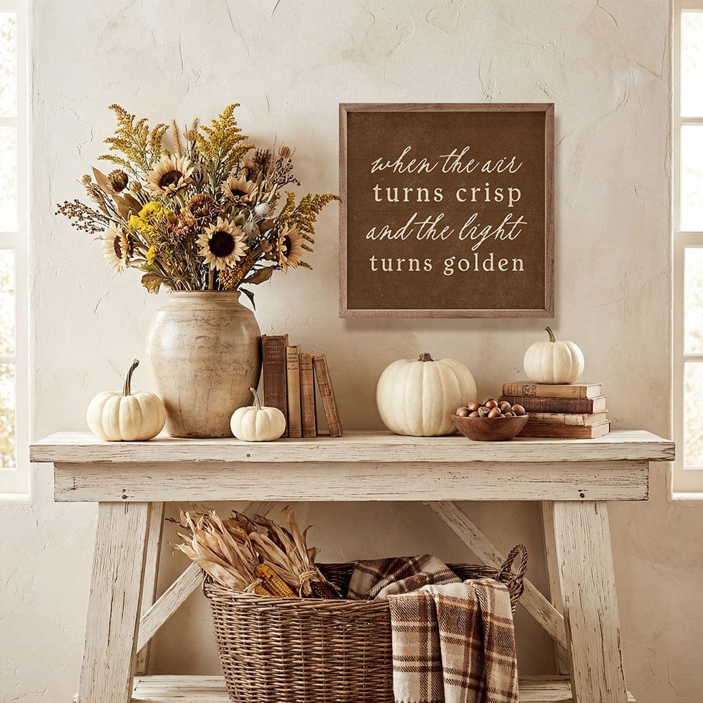Kendrick Home Walnut Frames When The Air Turns Crisp Printed and Framed Wall Sign