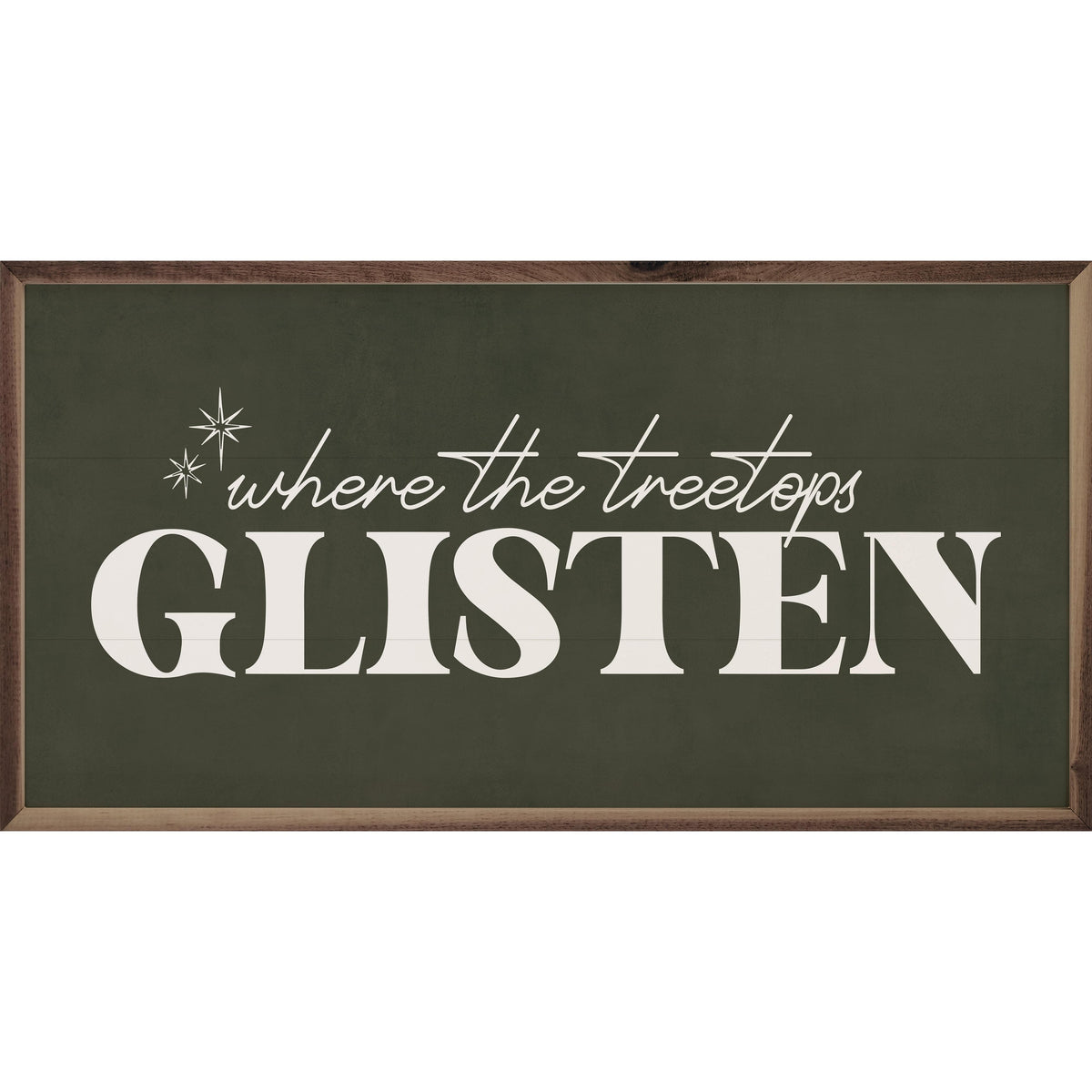 Kendrick Home Walnut Frames Where The Treetops Glisten Stars Green Printed and Framed Wall Sign
