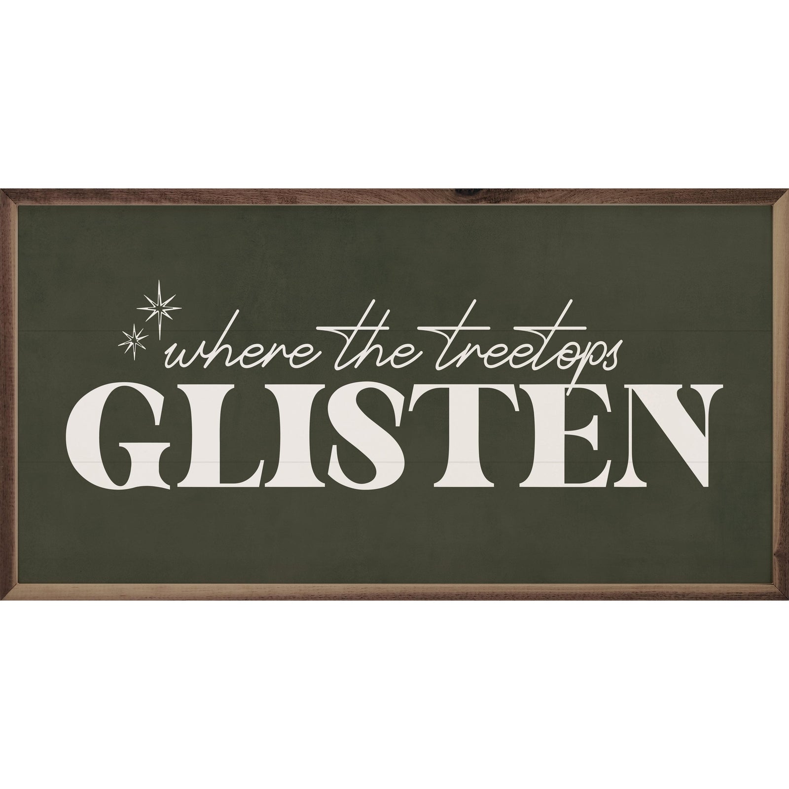 Kendrick Home Walnut Frames Where The Treetops Glisten Stars Green Printed and Framed Wall Sign