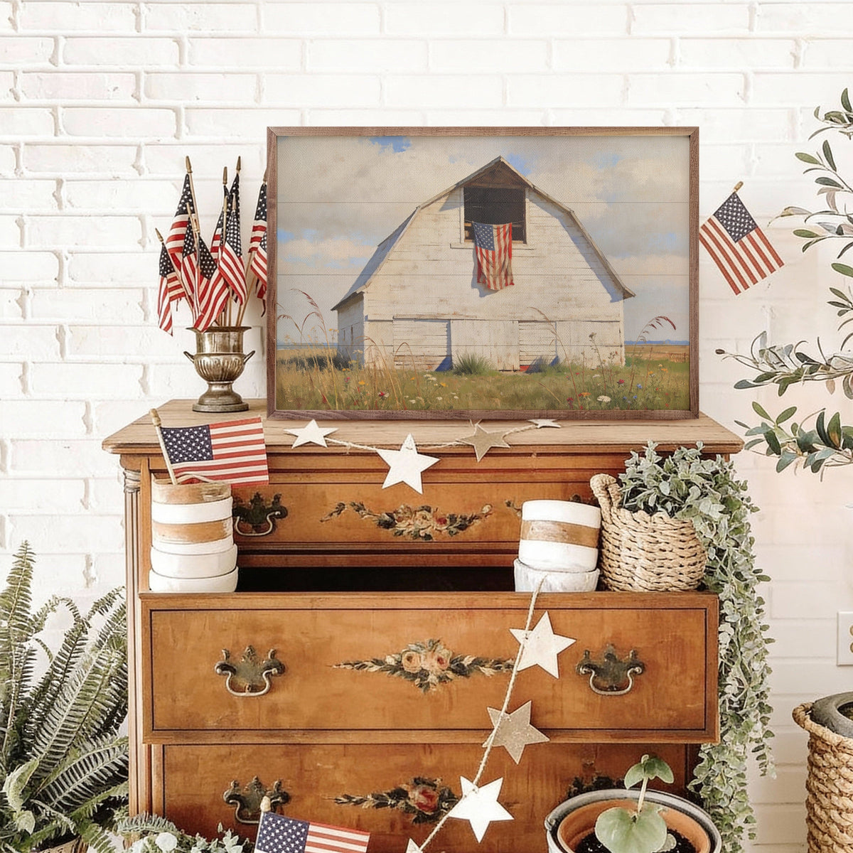 White Barn Of The Heartland Printed and Framed Wall Sign