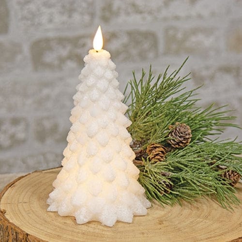 White Christmas Tree LED Battery Candle With Timer & Moving Flame - 2 Sizes Available