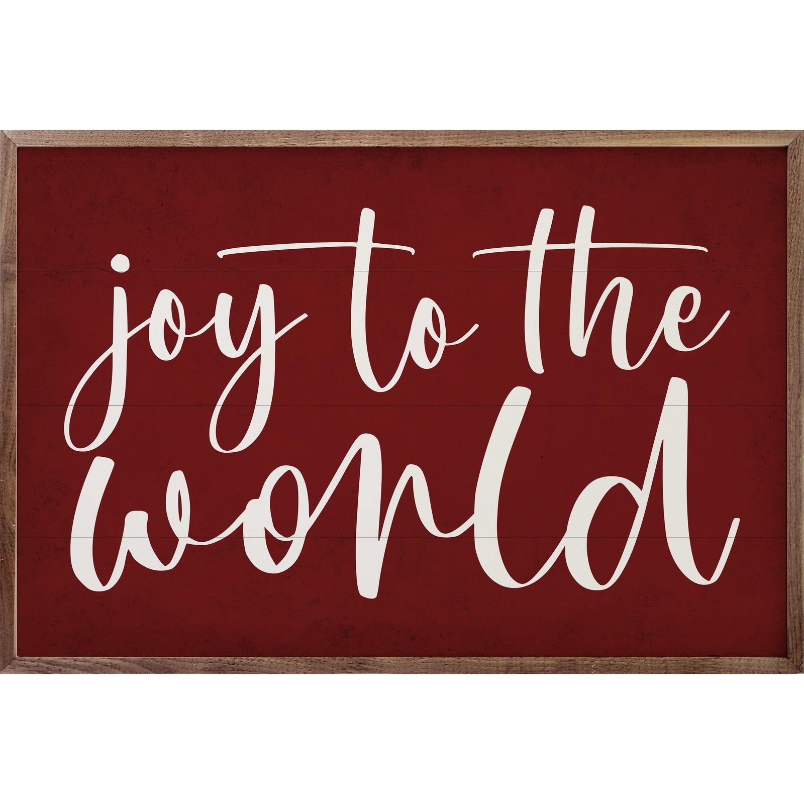 Kendrick Home Walnut Frames White Joy To The World Red Printed and Framed Wall Sign
