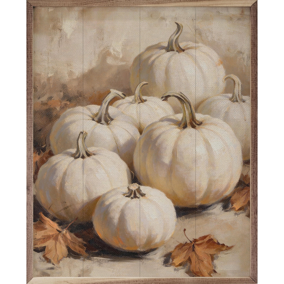 Kendrick Home Walnut Frames 8x10 White Pumpkin Gathering Printed and Framed Wall Sign