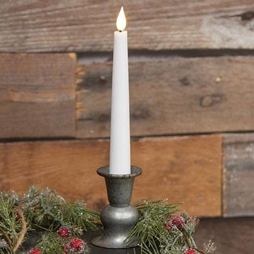 White Realistic LED Battery Candle Light Taper 7.75&quot; W/ Timer
