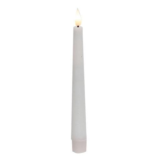 White Realistic LED Battery Candle Light Taper 7.75&quot; W/ Timer