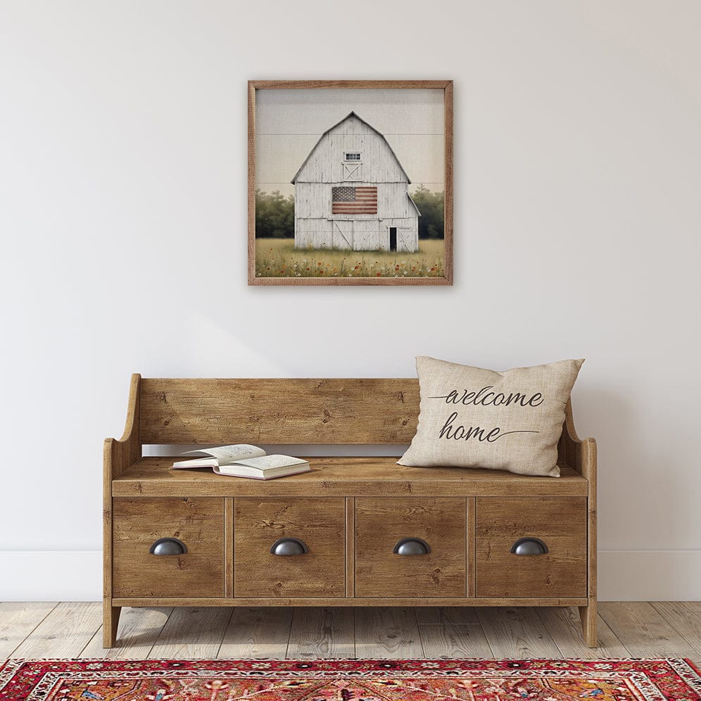 White Summer Flag Barn Print and Framed Wall Sign