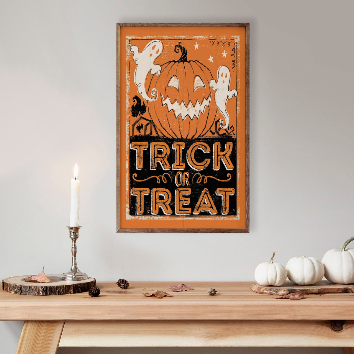 Kendrick Home Walnut Frames Wicked I Trick Or Treat By Janelle Penner Printed and Framed Wall Sign