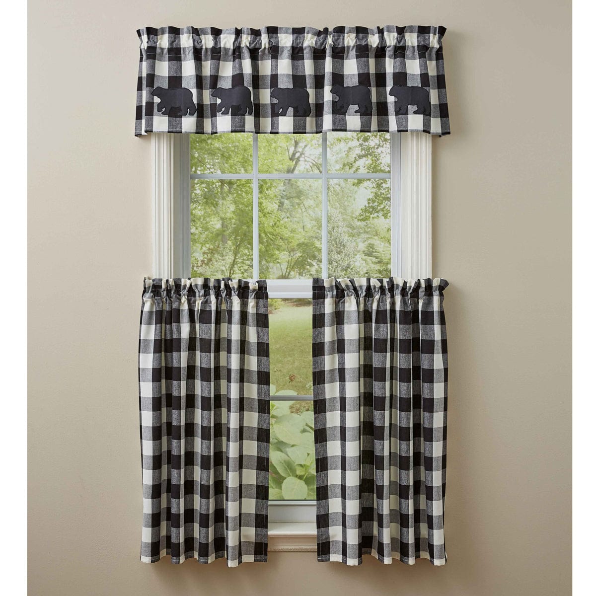 Wicklow Check in Black &amp; Cream Bear Valance Lined-Park Designs-The Village Merchant