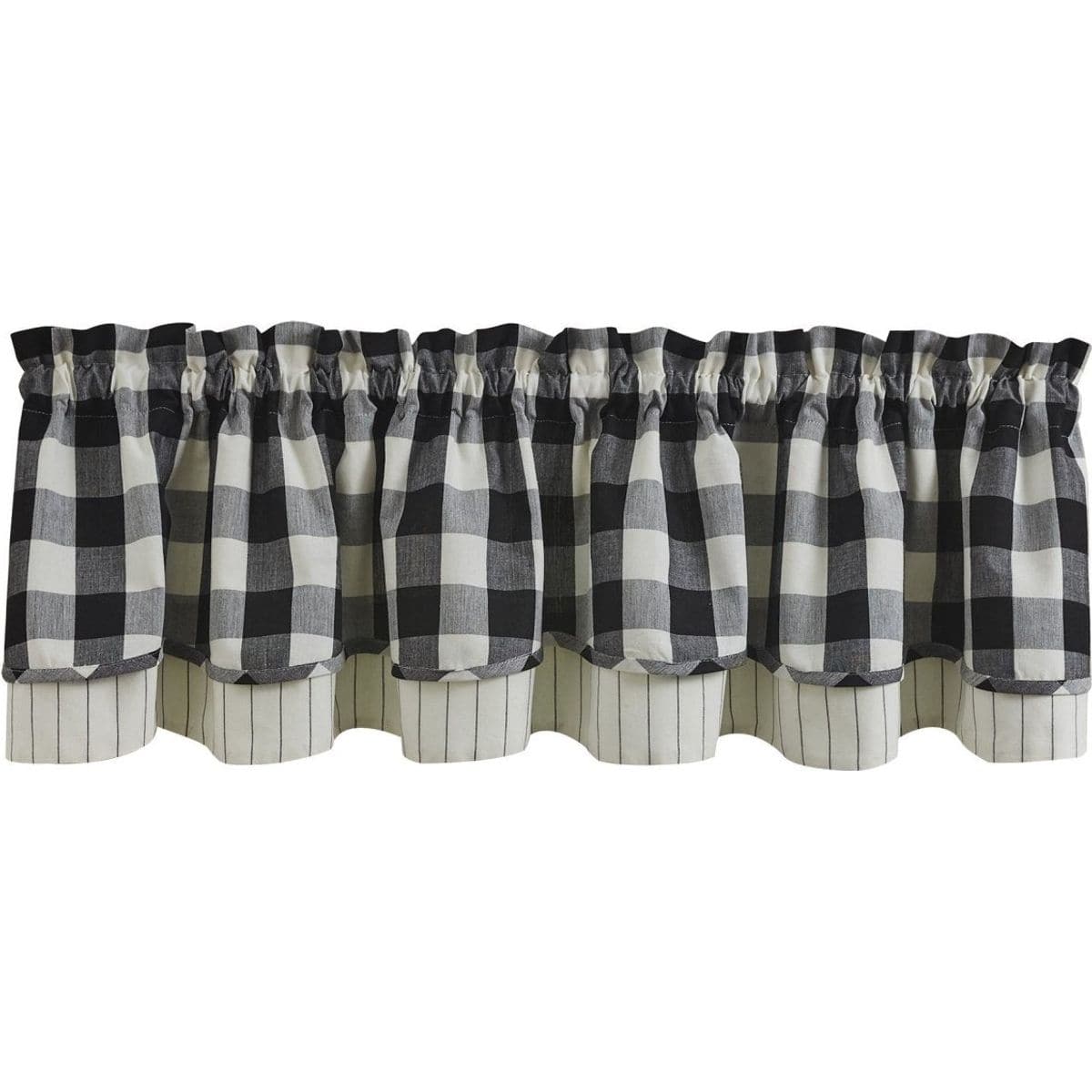 Wicklow Check in Black &amp; Cream Layered Valance Lined-Park Designs-The Village Merchant