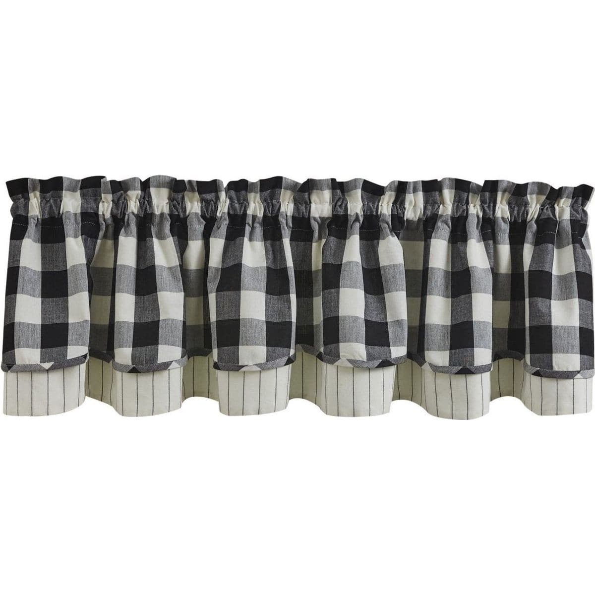 Wicklow Check in Black & Cream Layered Valance Lined-Park Designs-The Village Merchant