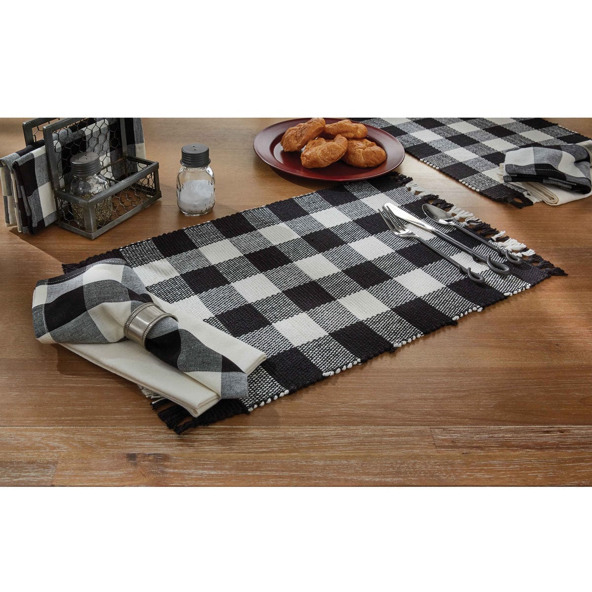 Wicklow Check in Black &amp; Cream Napkin-Park Designs-The Village Merchant