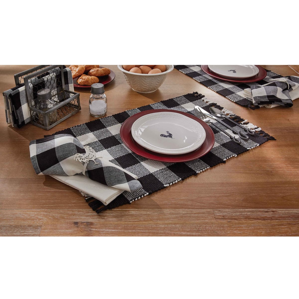 Wicklow Check in Black &amp; Cream Napkin-Park Designs-The Village Merchant