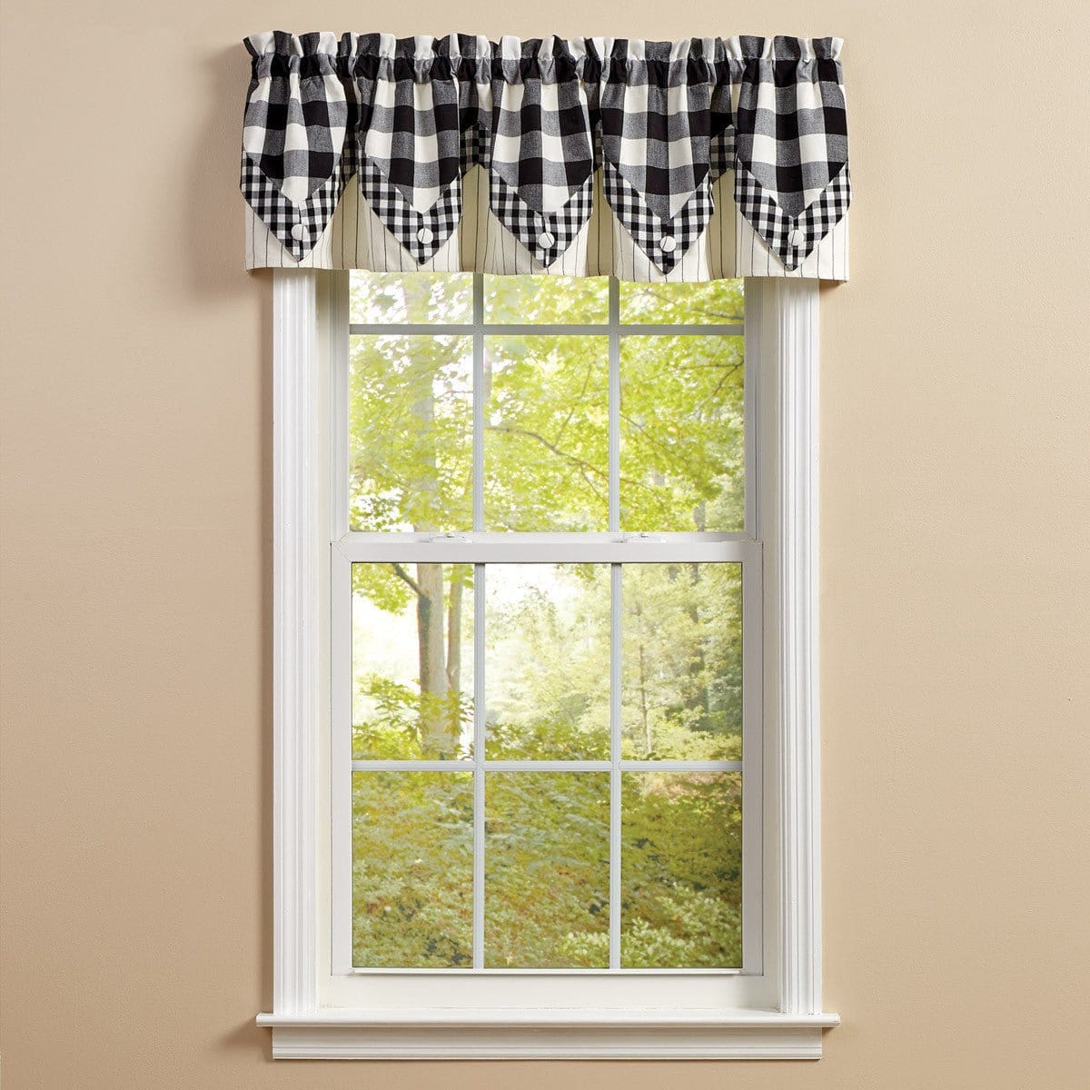 Wicklow Check in Black &amp; Cream Point Valance Lined-Park Designs-The Village Merchant