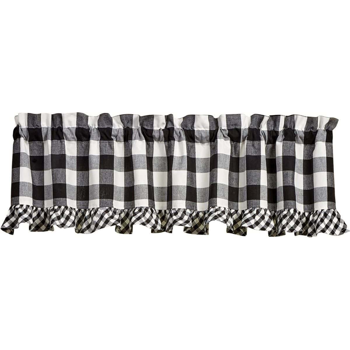 Wicklow Check in Black & Cream Ruffled Valance Unlined-Park Designs-The Village Merchant