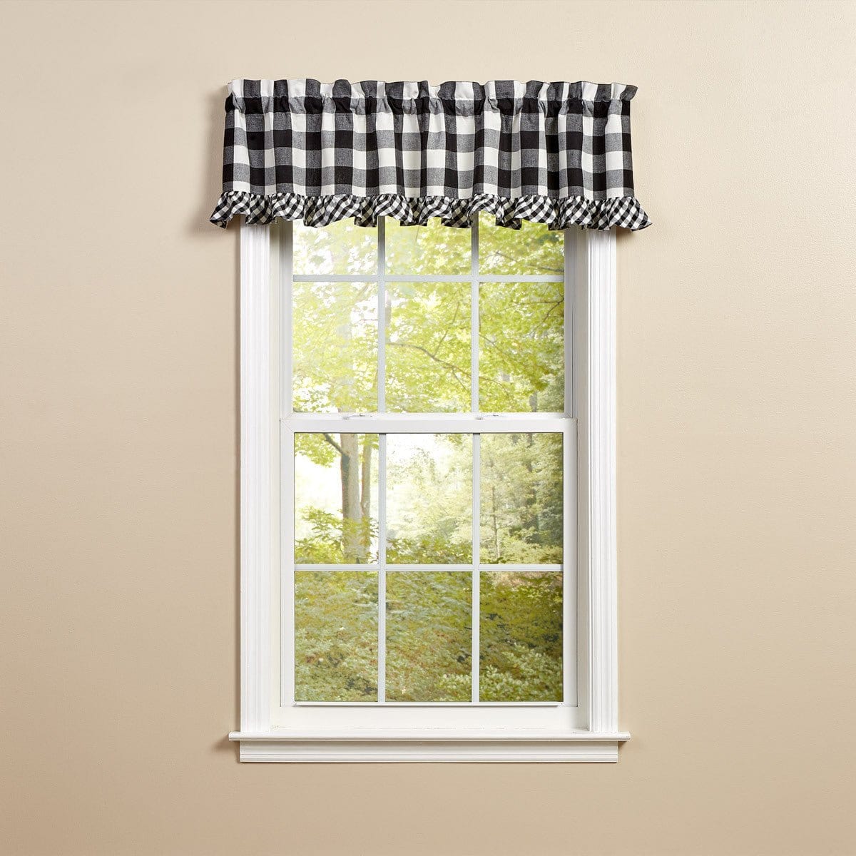 Wicklow Check in Black &amp; Cream Ruffled Valance Unlined-Park Designs-The Village Merchant