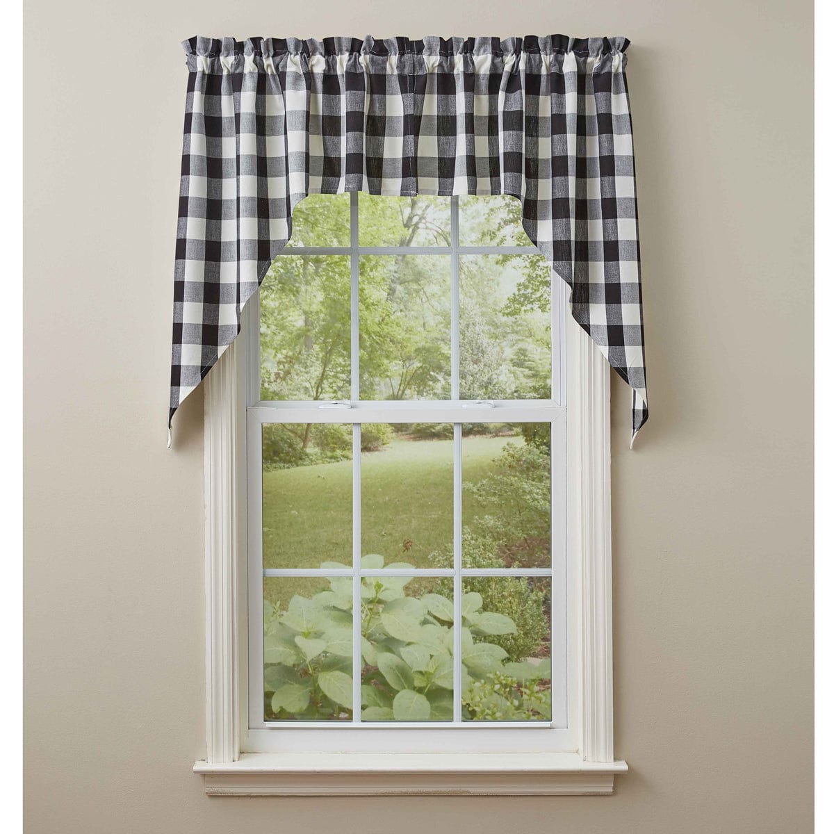 Wicklow Check in Black & Cream Swag Pair 36" Long Unlined-Park Designs-The Village Merchant
