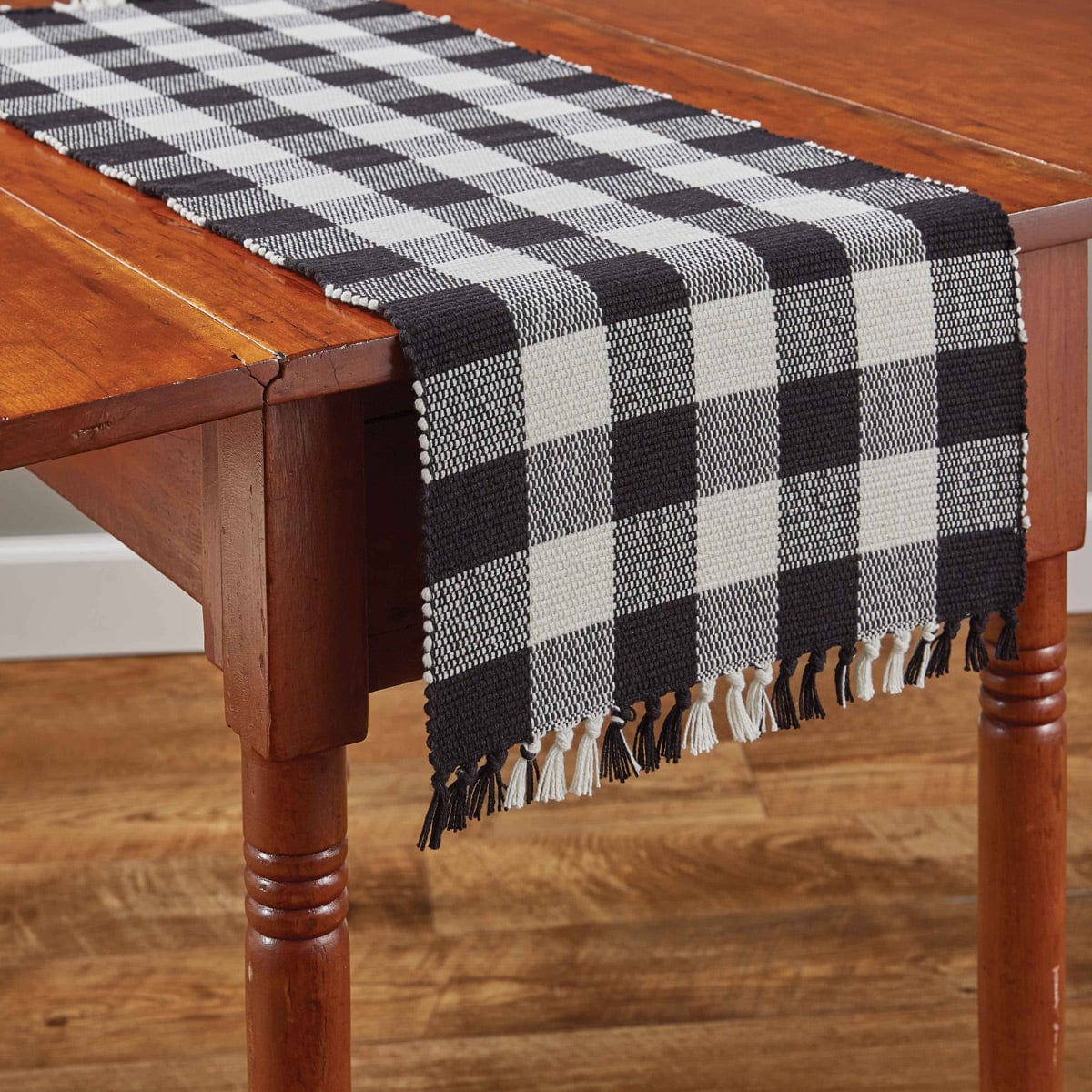 Wicklow Check in Black &amp; Cream Table Runner 36&quot; Long-Park Designs-The Village Merchant