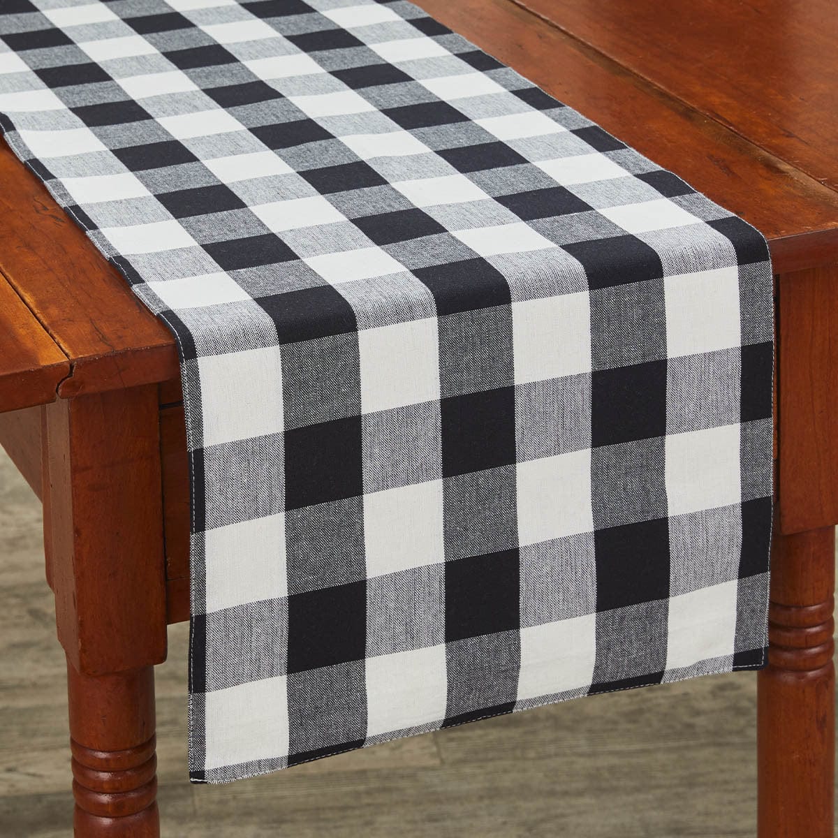 Park Designs Wicklow Check In Black & Cream Table Runner 54" Long