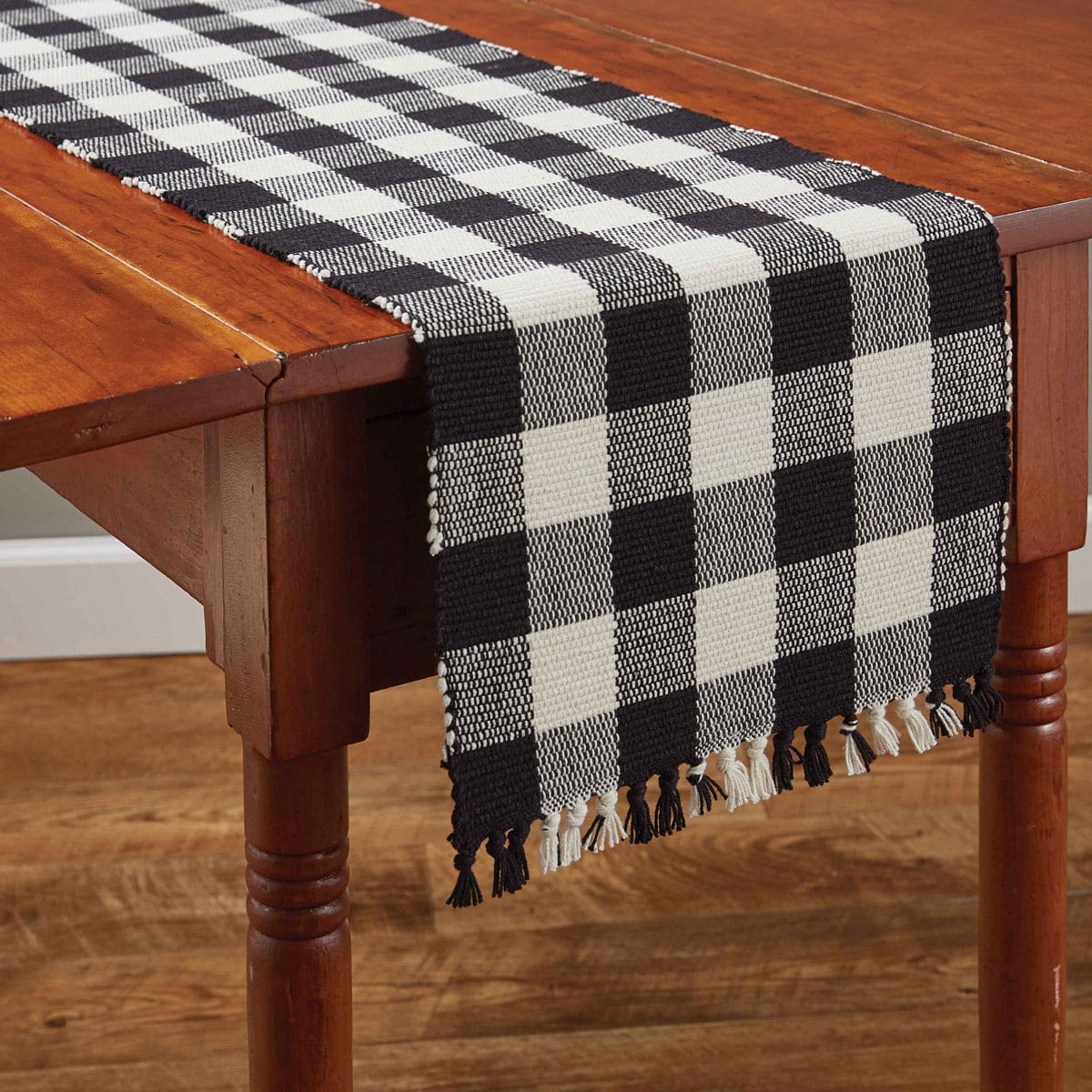 Wicklow Check in Black &amp; Cream Table Runner 54&quot; Long-Park Designs-The Village Merchant