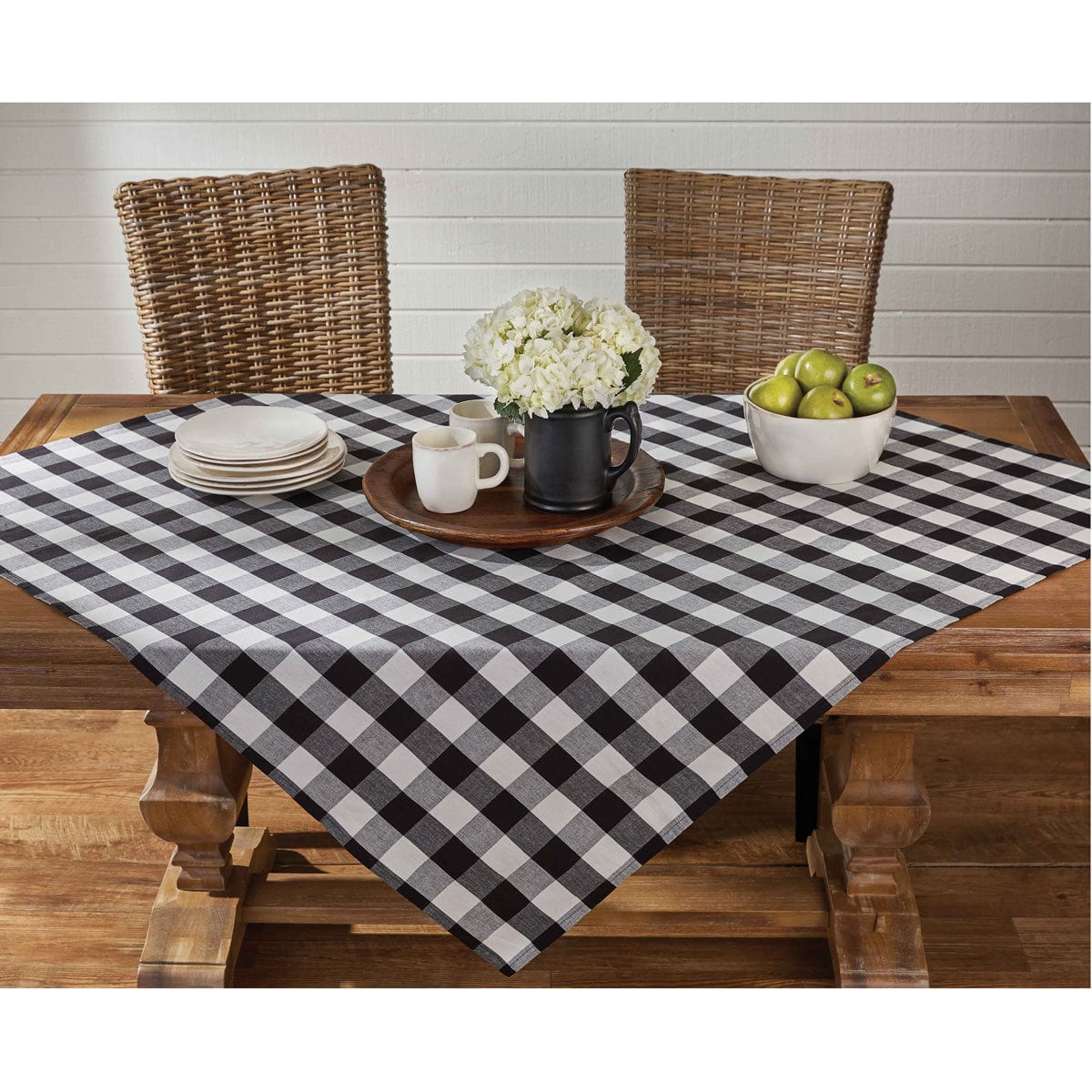 Wicklow Check in Black & Cream Tablecloth 54" x 54" Square-Park Designs-The Village Merchant