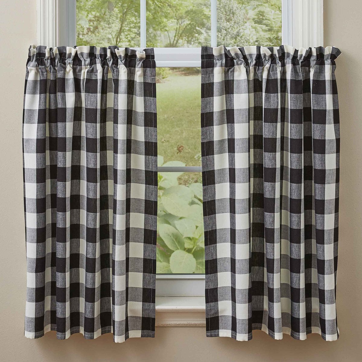 Wicklow Check in Black & Cream Tier Pair 36" Long Unlined-Park Designs-The Village Merchant