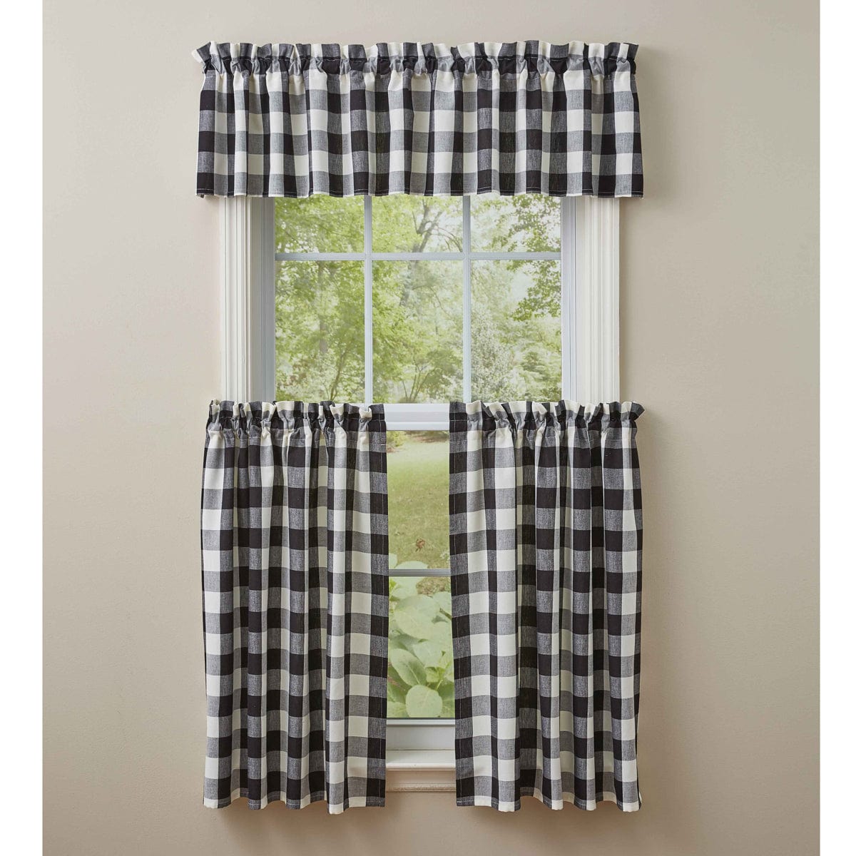 Wicklow Check in Black & Cream Tier Pair 36" Long Unlined-Park Designs-The Village Merchant