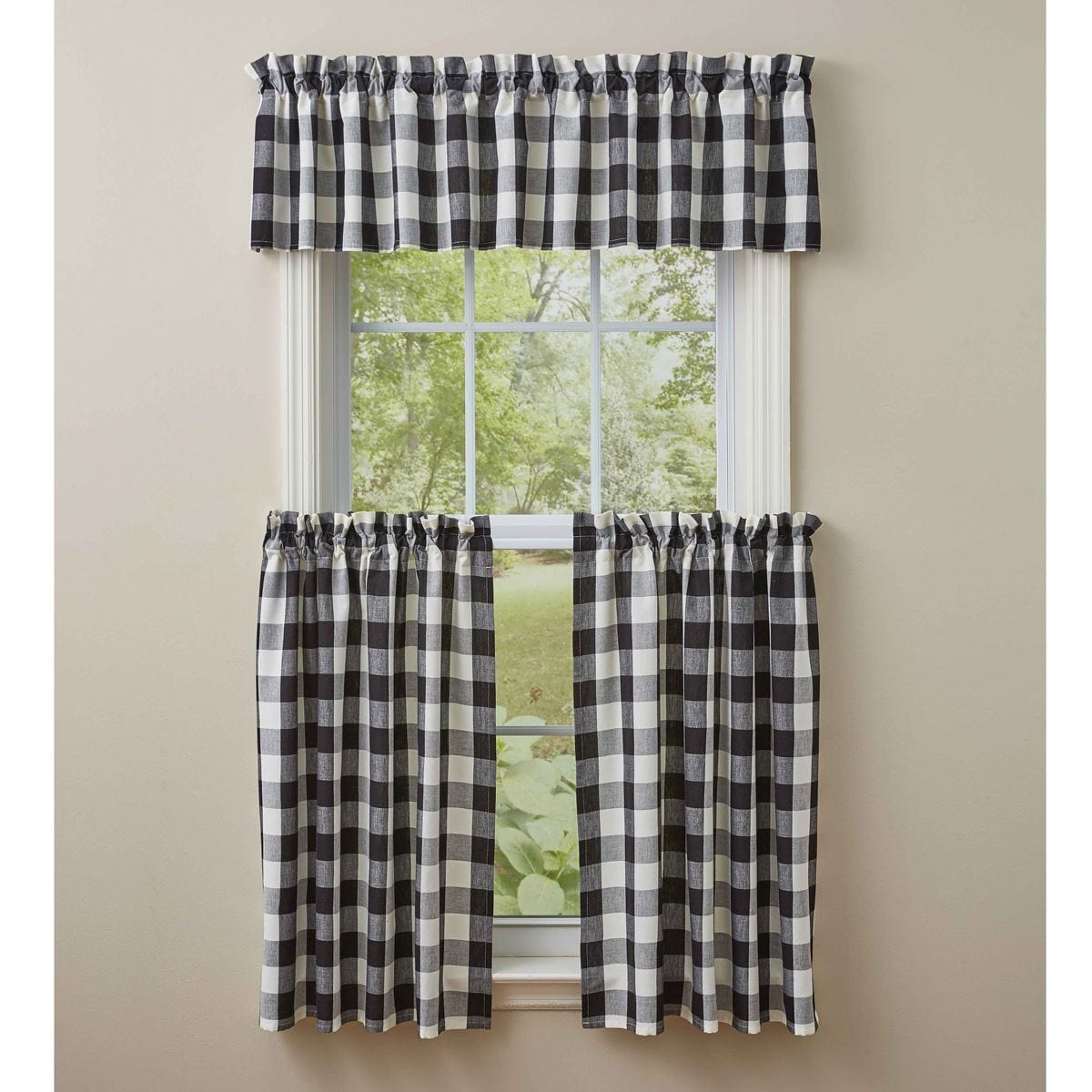 Wicklow Check in Black &amp; Cream Valance Unlined-Park Designs-The Village Merchant