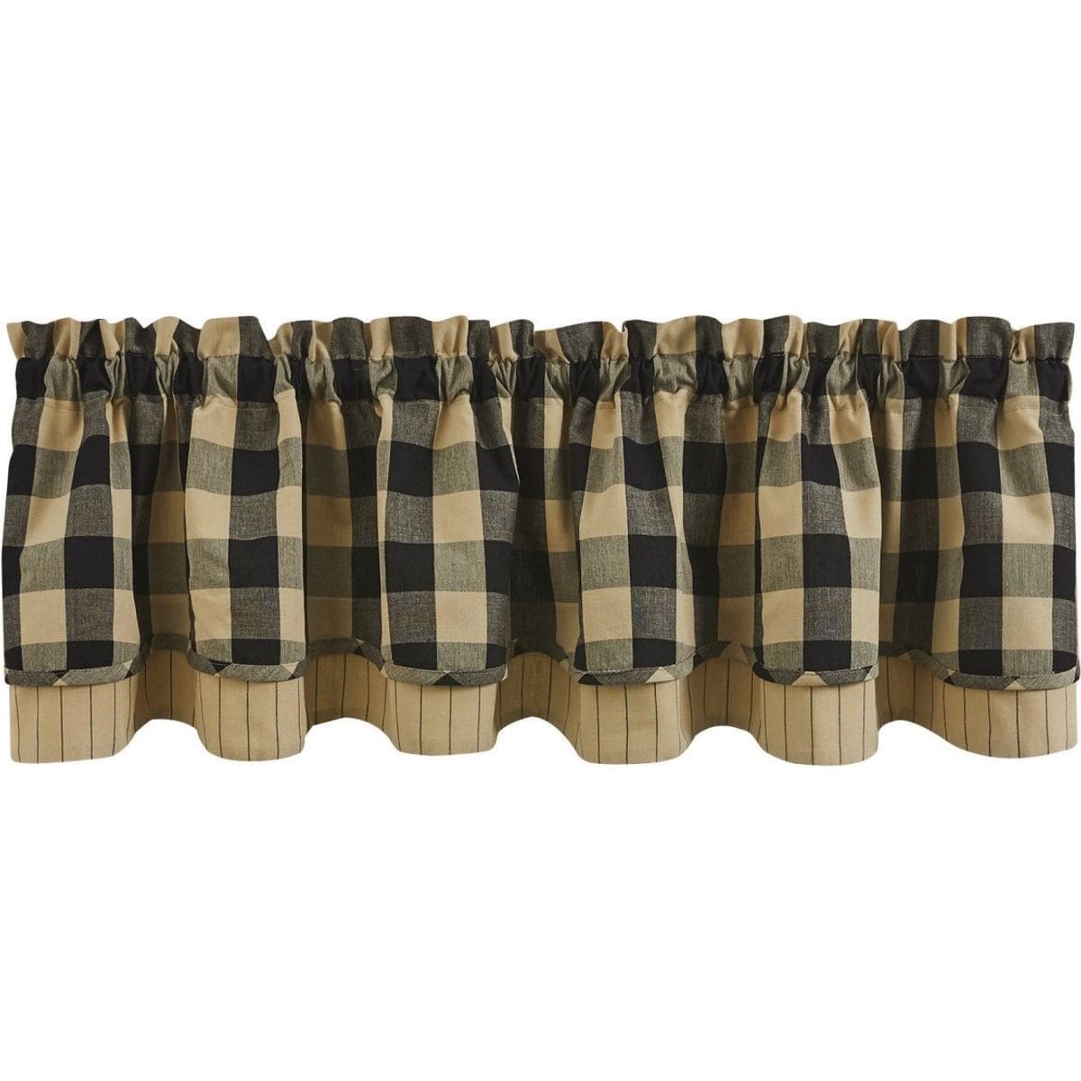Wicklow Check in Black Layered Valance Lined-Park Designs-The Village Merchant