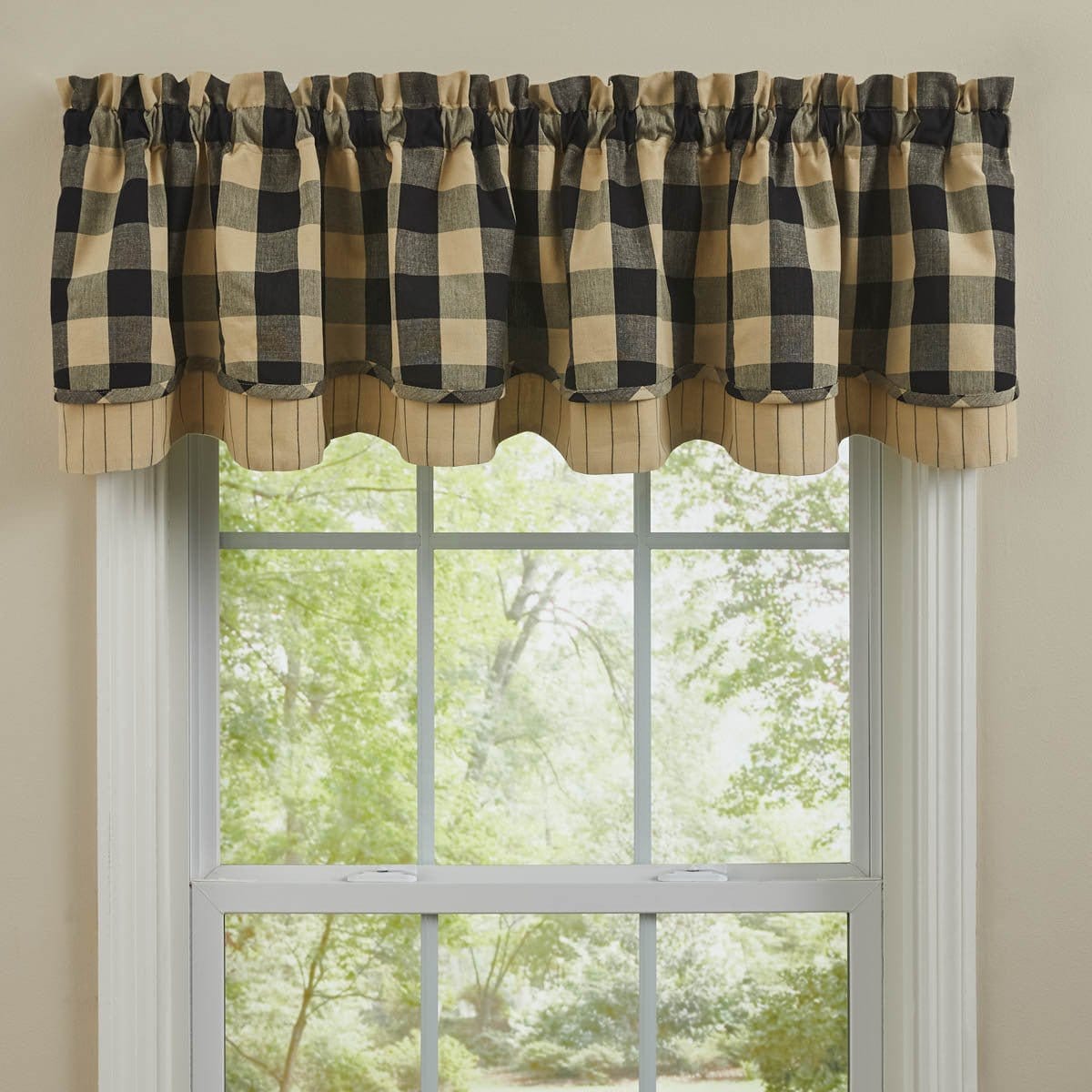 Wicklow Check in Black Layered Valance Lined-Park Designs-The Village Merchant