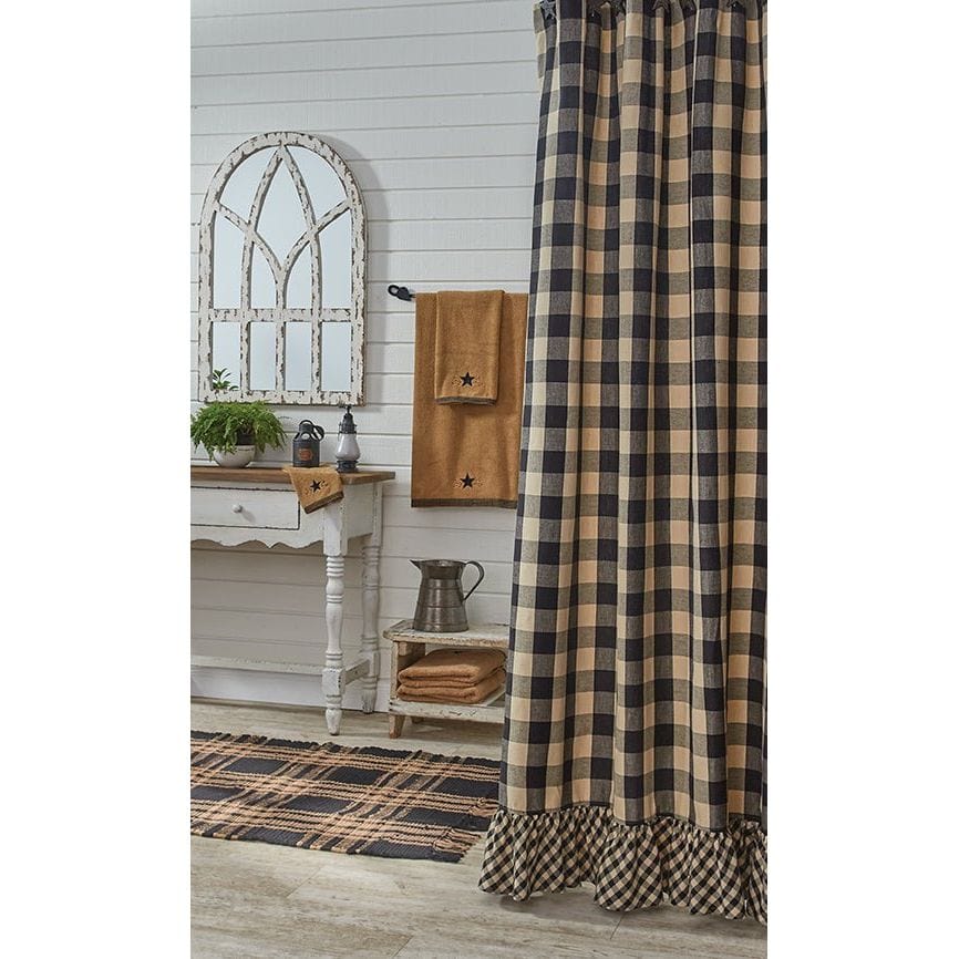 Wicklow Check in Black Ruffled Shower Curtain-Park Designs-The Village Merchant