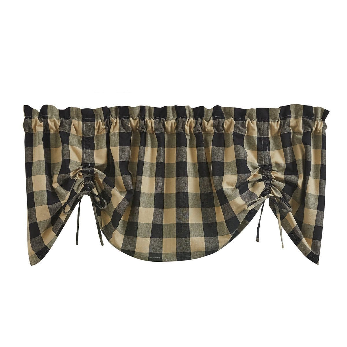 Wicklow Check in Black Tie Up Farmhouse Valance Lined-Park Designs-The Village Merchant