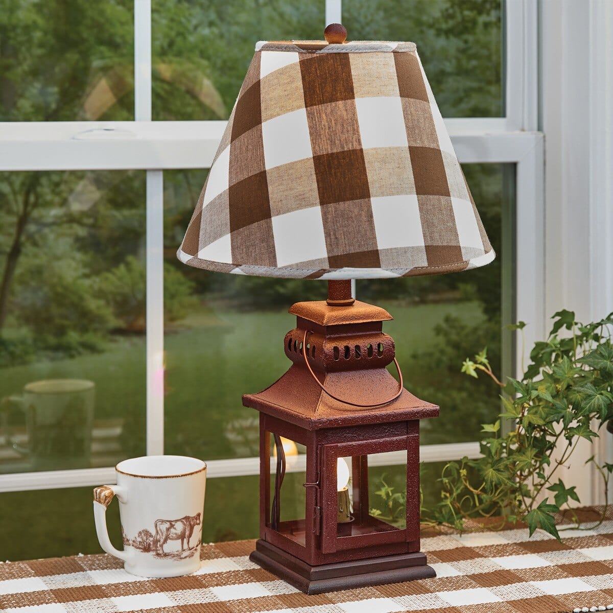 Wicklow Check in Brown &amp; Cream Fabric Lamp Shade - 3 Sizes