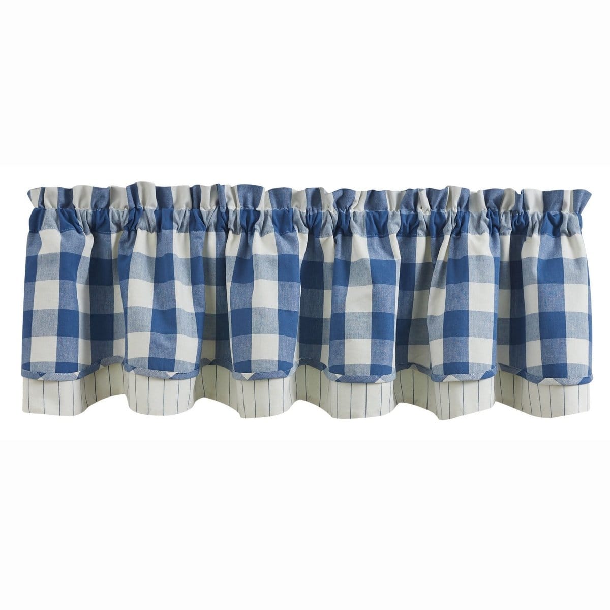 Wicklow Check in China Blue Layered Valance Lined-Park Designs-The Village Merchant