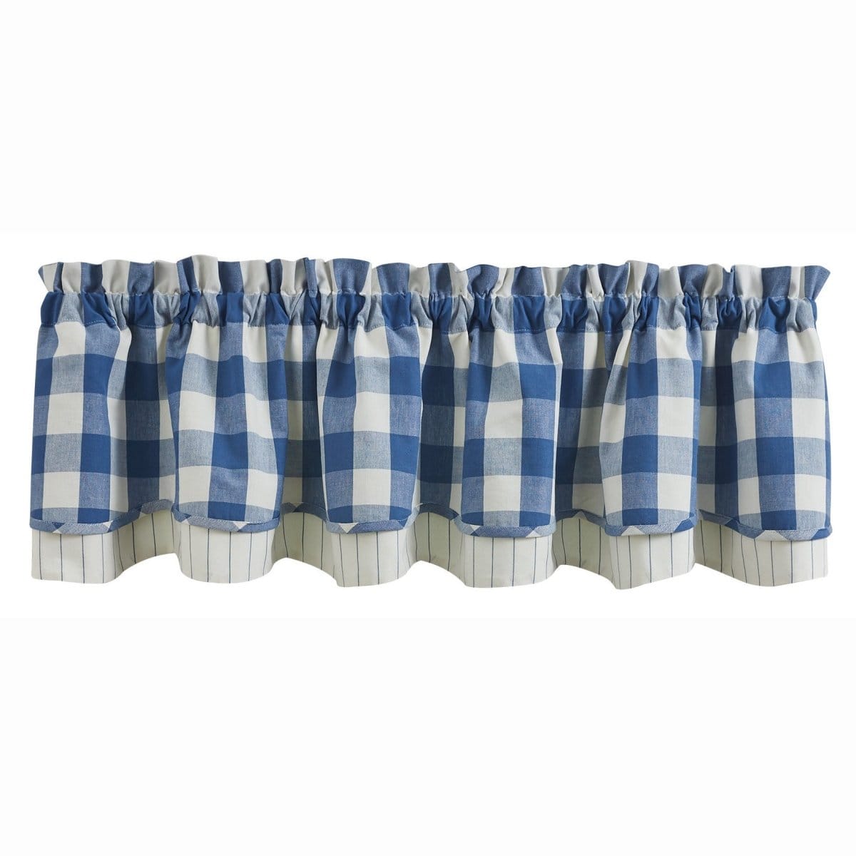Wicklow Check in China Blue Layered Valance Lined-Park Designs-The Village Merchant