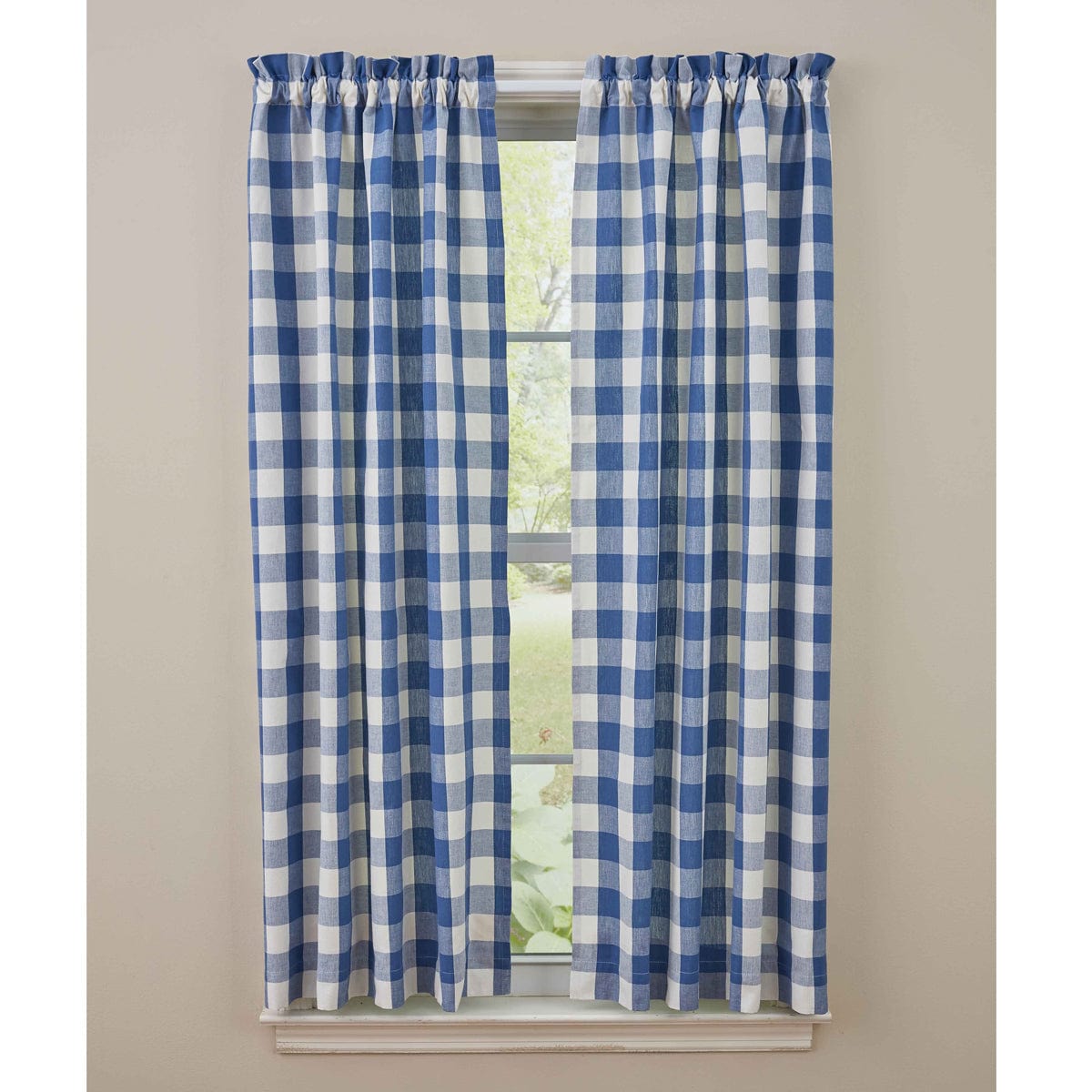 Wicklow Check in China Blue Panel Pair With Tie Backs 63" Long Unlined-Park Designs-The Village Merchant