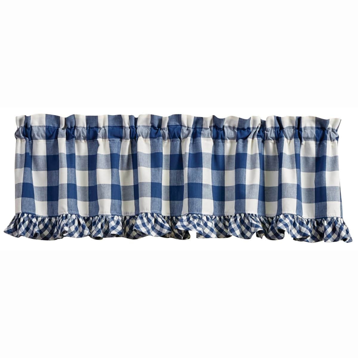 Wicklow Check in China Blue Ruffled Valance Unlined-Park Designs-The Village Merchant