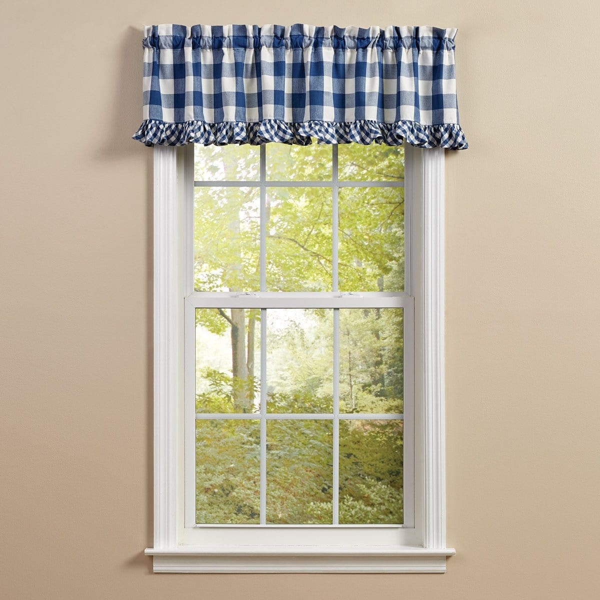 Wicklow Check in China Blue Ruffled Valance Unlined-Park Designs-The Village Merchant