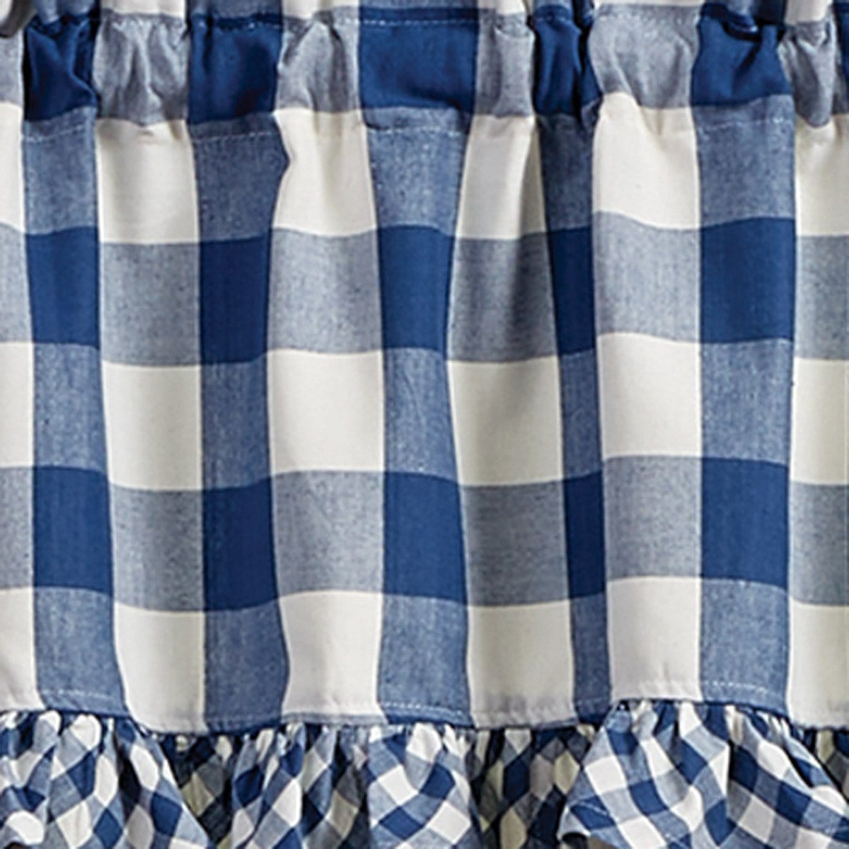 Wicklow Check in China Blue Ruffled Valance Unlined-Park Designs-The Village Merchant