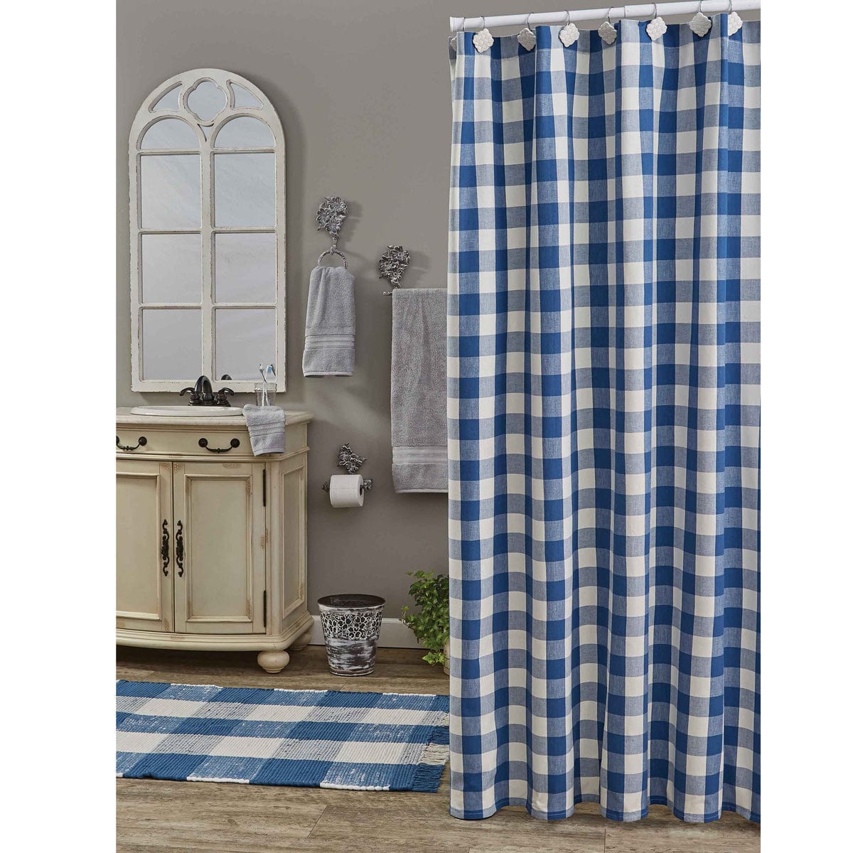 Wicklow Check in China Blue Shower Curtain-Park Designs-The Village Merchant
